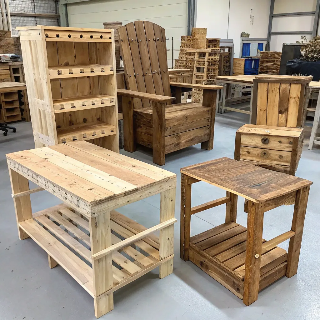 Assorted pallet furniture made in workshops